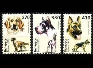 Weißrußland Mi.Nr. 502-504 Hunde (3 Werte)