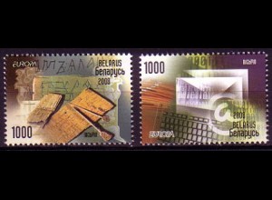 Weißrußland Mi.Nr. 705-06 Europa 2008, Der Brief (2 Werte)
