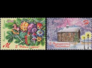 Weißrussland Mi.Nr. 1088-89 Neujahr u.Weihnachten, Weihnachtsbaum, Kirche (2 W.)
