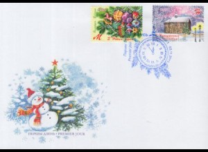 Weißrussland Mi.Nr. 1088-89 Neujahr u.Weihnachten, Weihnachtsbaum, Kirche (2W.)
