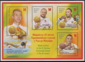 Weißrussland MiNr. Block 145 Medaillengewinner bei Paralympics 2016 Rio