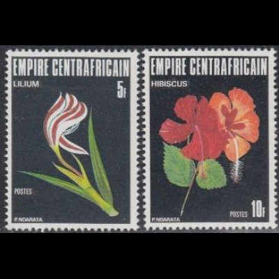 Zentralafrikan.Rep. Mi.Nr. 507-08 Flora, Lilie und Hibiskus (2 Werte)