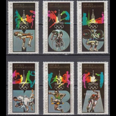 Zentralafrikan.Rep. Mi.Nr. 615-20A Olympische Sommerspiele Moskau 1980 (6 Werte)