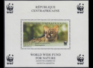 Zentralafrikan.Rep. Mi.Nr. Block 695A Naturschutz, Ginsterkatze 