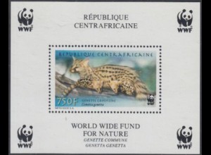 Zentralafrikan.Rep. Mi.Nr. Block 696A Naturschutz, Ginsterkatze 