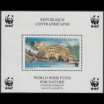 Zentralafrikan.Rep. Mi.Nr. Block 696A Naturschutz, Ginsterkatze 