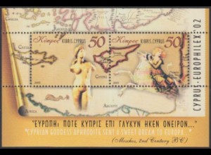 Zypern Mi.Nr. Block 23 Int.Briefm.ausstellg.CYPRUS-EUROPHILEX '02, u.a.Aphrodite