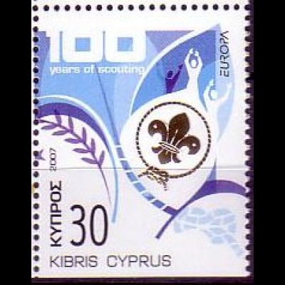 Zypern Mi.Nr. 1096Du Europa 07, Pfadfinderlilie, unten geschn. (30)