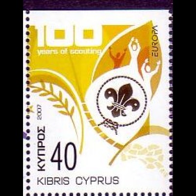 Zypern Mi.Nr. 1097Do Europa 07, Pfadfinderlilie, oben geschn. (40)
