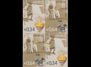 Zypern Mi.Nr. Zdr.1325Do+Du+1326Do+Du Europa 15, Hist.Spielzeug (Viererblock)