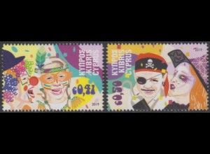 Zypern MiNr. 1402-03 Karneval, Clown, Indianer, Pirat, Hexe (2 Werte)