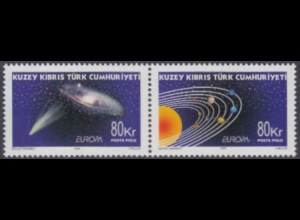 Zypern (türk.) Mi.Nr. Zdr.698+699 Europa 09, Astronomie (waager.Paar)