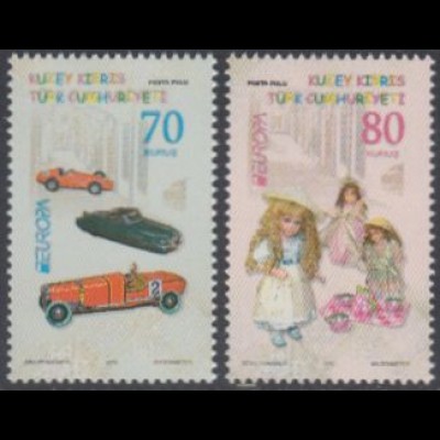 Zypern (türk.) MiNr. 810-11A Europa 15, Hist.Spielzeug,Modellautos,Puppen (2 W.)