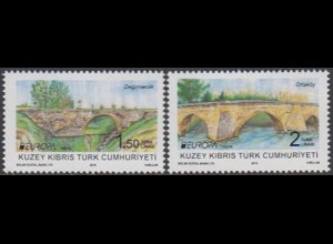 Zypern (türk.) MiNr. 850-51 Europa 18, Brücken bei Degirmenlik und Ortaköy (2 Werte)