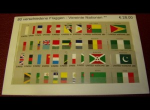Flaggen UNO, Paket mit 80 verschiedenen Briefmarken (siehe Abbildung)