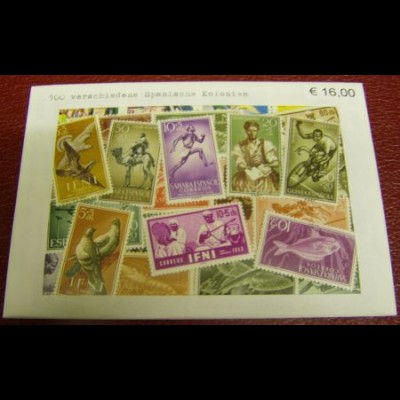 Spanische Kolonien (und Nachfolgestaaten), Paket mit 100 verschiedenen Briefmarken (Bild ähnlich)
