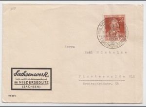 Alliierte Besetzung, MiNr. 963, Brief, Niedersedlitz, 1. Briefmarkenschau 1948