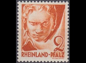D,Franz.Zone,Rheinl.Pfalz Mi.Nr. 32 Freimarke o.Wertang., Beethoven (2 (Pf))