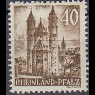 D,Franz.Zone,Rheinl.Pfalz Mi.Nr. 39 Freimarke o.Wertang., Dom Worms (40 (Pf))
