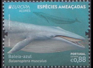 Portugal-Azoren MiNr. 654 Europa 2021, Gefährdete Wildtiere, Blauwal