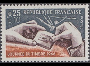 Frankreich MiNr. 1540 Tag der Briefmarke, Gravierwerkzeug (0,25+0,10)