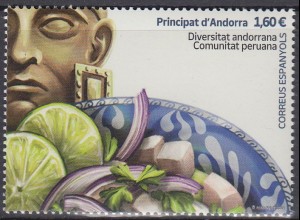 Andorra span Mi.Nr. 517 Peruanische Maske, Fischgericht (1,60)
