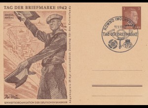 Dt. Besetzung, Ukraine, Mi.Nr. P 4b/03 Tag der Briefmarke 1942, Kriegsmarine