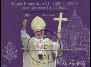 Österreich MiNr. Block 141 Papst Bendikt XVI. zum Gedenken