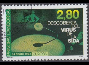 Andorra frz. Mi.Nr. 465 Europa 94, Entdeckung des Aids Virus (2,80)