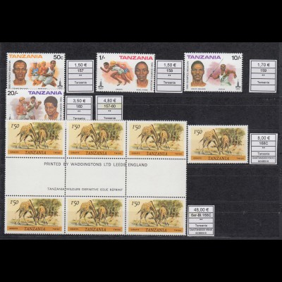 Tansania, kleine Sammlung auf 17 Steckkarten