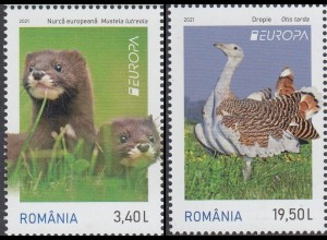 Rumänien MiNr. 7850-7851A Europa 2021, Gefährdete Wildtiere (2 Werte)