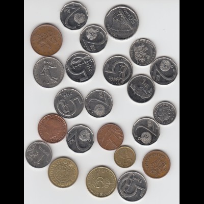 Diverse Münzen (23 Stück), z.B. aus Kroatien, Schweden, Dänemark, Tschchien,