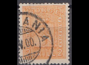 Norwegen Mi.Nr. 12 Freim. Wappen (2 Sk) gestempelt